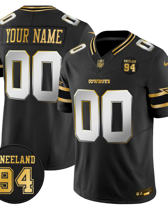 Dallas Cowboys #94 Marshawn Kneeland Memorial Patch Gold Vapor Limited Custom Jersey - All Stitched