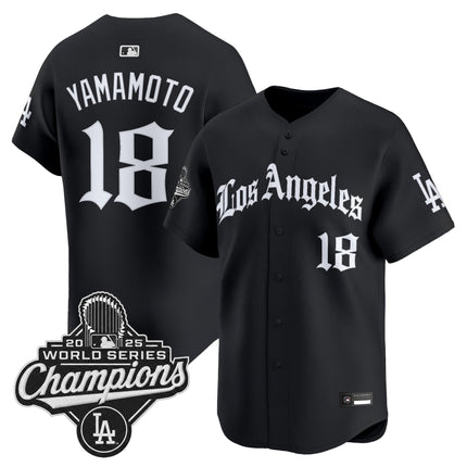 Men's Dodgers 2025 World Series Champions Vapor Premier Limited Jersey V2 - LA Gothic Edition - All Stitched