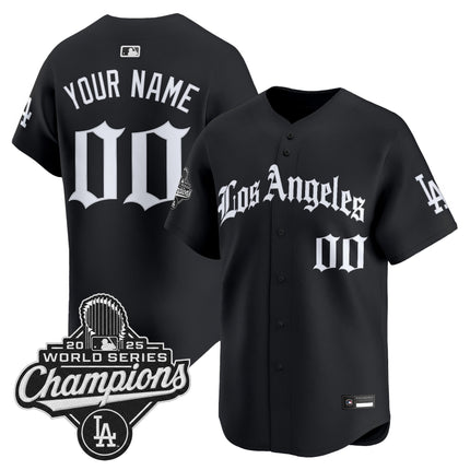 Dodgers 2025 World Series Champions Vapor Premier Limited Custom Jersey V2 - LA Gothic Edition - All Stitched