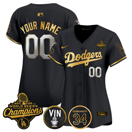 Dodgers 2025 World Series Champions Vapor Premier Limited Custom Jersey - Vin Scully & Fernando Patch - All Stitched