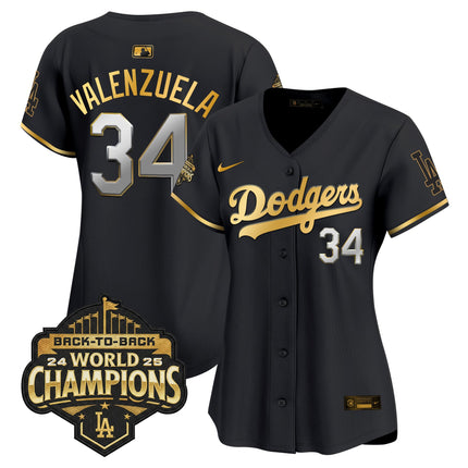 Women's Dodgers 2025 Back-To-Back Champions Vapor Premier Limited Jersey - All Stitched