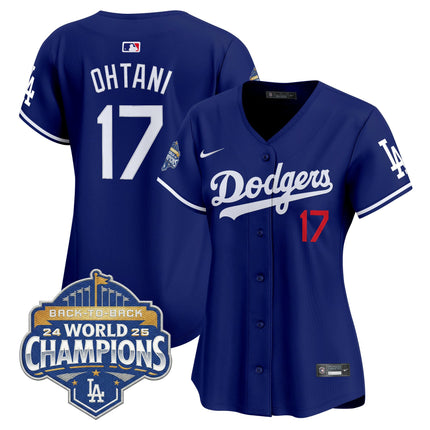 Women's Dodgers 2025 Back-To-Back Champions Vapor Premier Limited Jersey - All Stitched