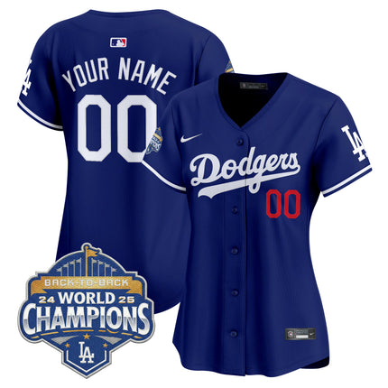 Dodgers 2025 Back-To-Back Champions Vapor Premier Limited Custom Jersey - All Stitched
