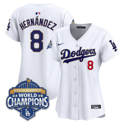 Women's Dodgers 2025 Back-To-Back Champions Gold Trim Vapor Premier Limited Jersey - All Stitched