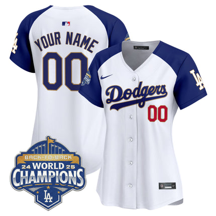 Dodgers 2025 Back-To-Back Champions Gold Trim Vapor Premier Limited Custom Jersey - All Stitched