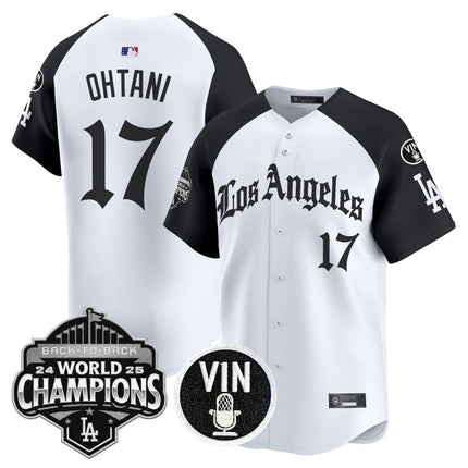 Men's Dodgers 2025 Back-To-Back Champions Vapor Premier Limited Jersey - LA Gothic Edition - All Stitched