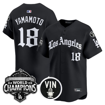 Men's Dodgers 2025 Back-To-Back Champions Vapor Premier Limited Jersey - LA Gothic Edition - All Stitched