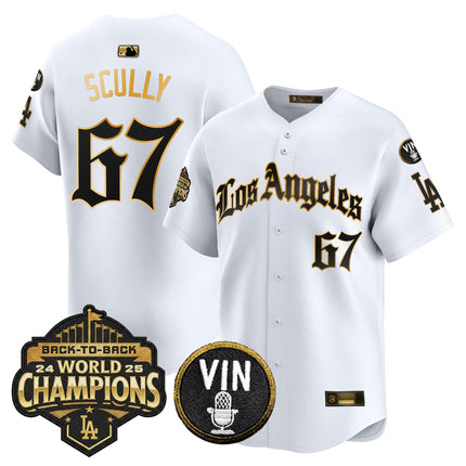 Men's Dodgers 2025 Back-To-Back Champions Vapor Premier Limited Jersey - LA Gothic Edition - All Stitched