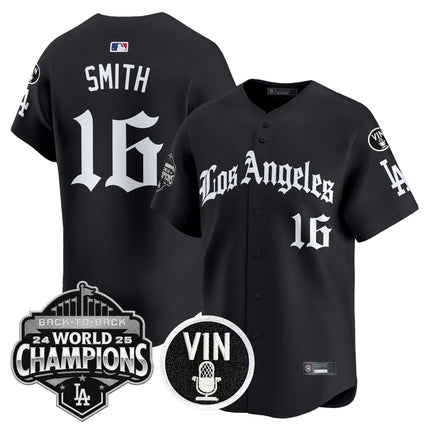 Men's Dodgers 2025 Back-To-Back Champions Vapor Premier Limited Jersey - LA Gothic Edition - All Stitched