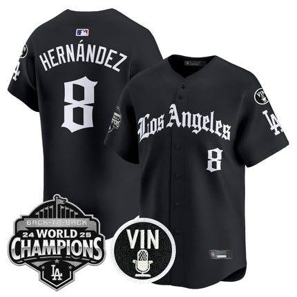 Men's Dodgers 2025 Back-To-Back Champions Vapor Premier Limited Jersey - LA Gothic Edition - All Stitched