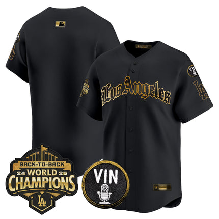 Men's Dodgers 2025 Back-To-Back Champions Vapor Premier Limited Jersey - LA Gothic Edition - All Stitched