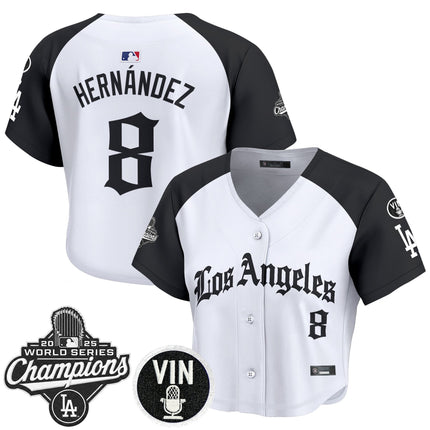 Women's Dodgers 2025 World Series Champions Crop Top Baseball Jersey - LA Gothic Edition - All Stitched