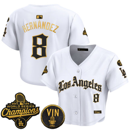 Women's Dodgers 2025 World Series Champions Crop Top Baseball Jersey - LA Gothic Edition - All Stitched