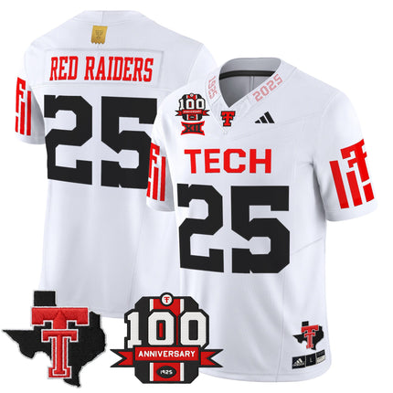 Men's Texas Tech Red Raiders 2025 Vapor Limited Jersey - 100th Anniversary & Texas Patch - All Stitched