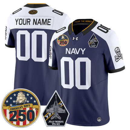 Navy Midshipmen 'Jolly Rogers Edition' Vapor Limited Custom Jersey - 250th Anniversary Patch - All Stitched