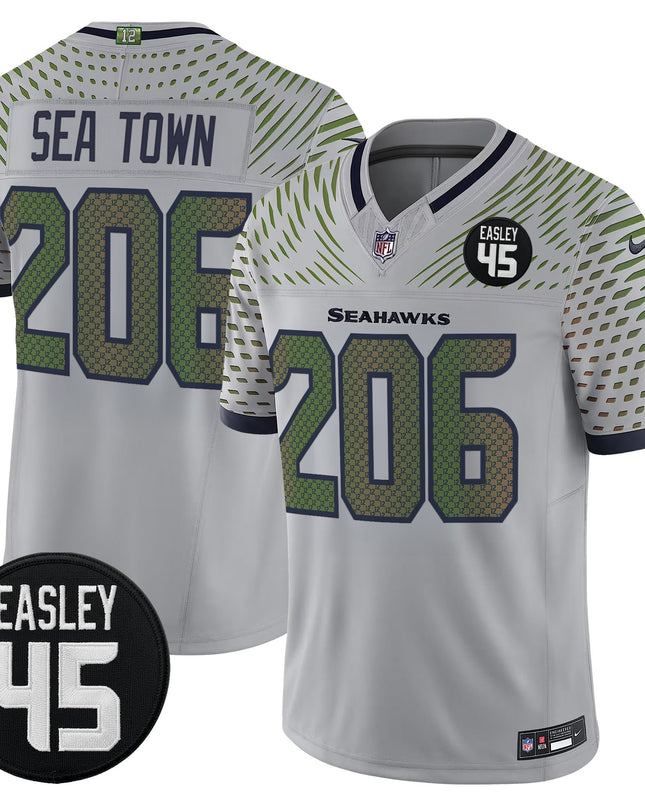 Men's Seattle Seahawks #45 Kenny Easley Memorial Patch Vapor Limited Jersey - All Stitched