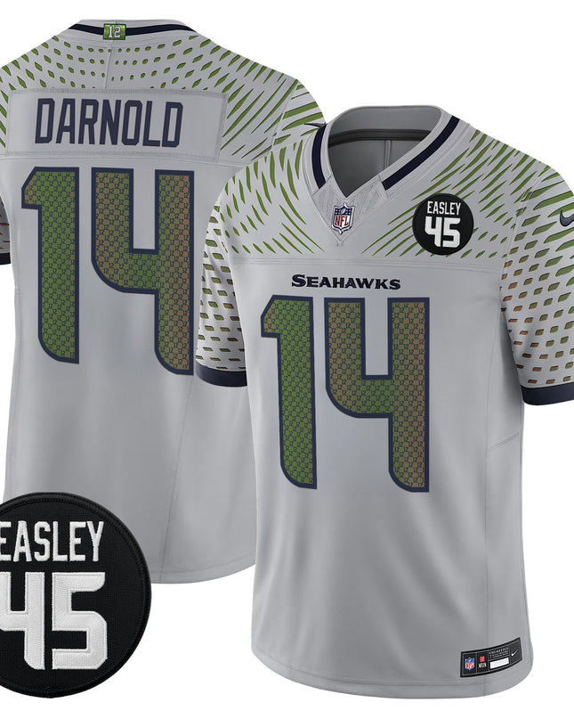 Men's Seattle Seahawks #45 Kenny Easley Memorial Patch Vapor Limited Jersey - All Stitched