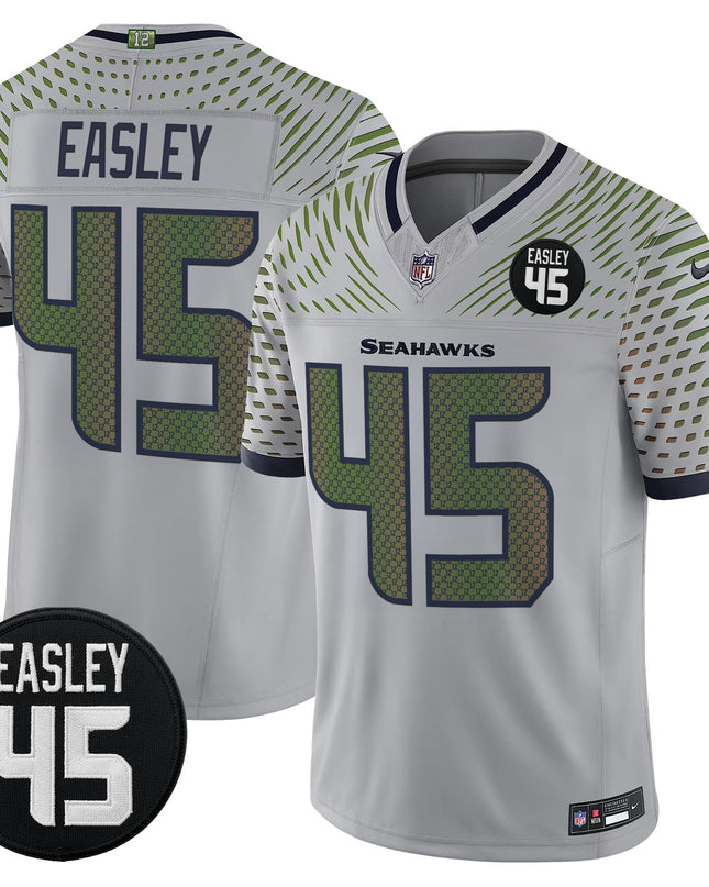 Men's Seattle Seahawks #45 Kenny Easley Memorial Patch Vapor Limited Jersey - All Stitched