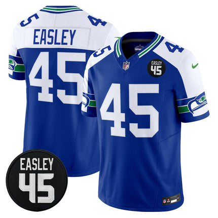 Men's Seattle Seahawks #45 Kenny Easley Memorial Patch Vapor Limited Jersey - All Stitched
