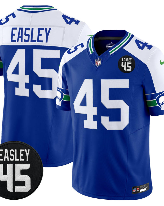 Men's Seattle Seahawks #45 Kenny Easley Memorial Patch Vapor Limited Jersey - All Stitched