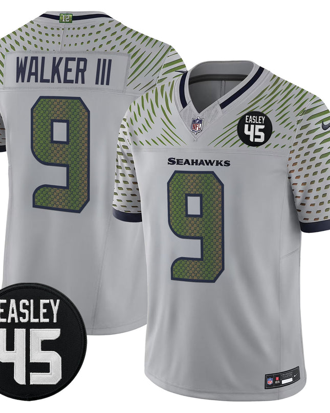 Men's Seattle Seahawks #45 Kenny Easley Memorial Patch Vapor Limited Jersey - All Stitched