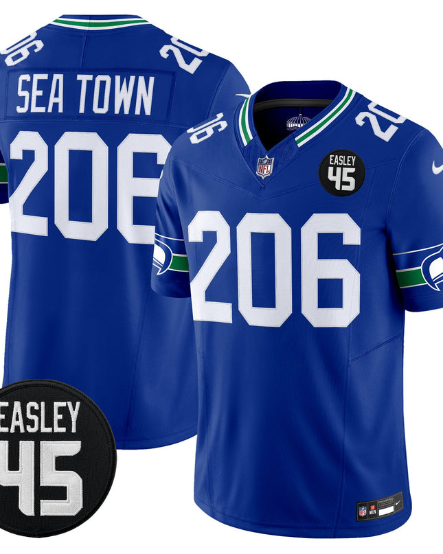 Men's Seattle Seahawks #45 Kenny Easley Memorial Patch Vapor Limited Jersey - All Stitched