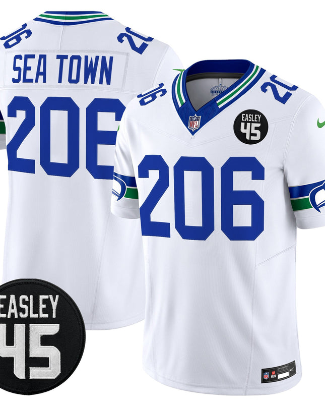 Men's Seattle Seahawks #45 Kenny Easley Memorial Patch Vapor Limited Jersey - All Stitched