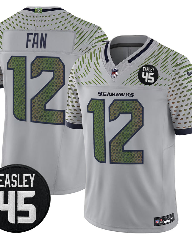 Men's Seattle Seahawks #45 Kenny Easley Memorial Patch Vapor Limited Jersey - All Stitched