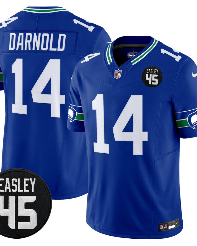 Men's Seattle Seahawks #45 Kenny Easley Memorial Patch Vapor Limited Jersey - All Stitched
