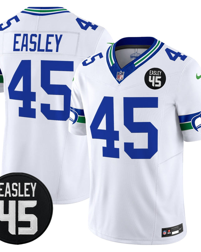 Men's Seattle Seahawks #45 Kenny Easley Memorial Patch Vapor Limited Jersey - All Stitched