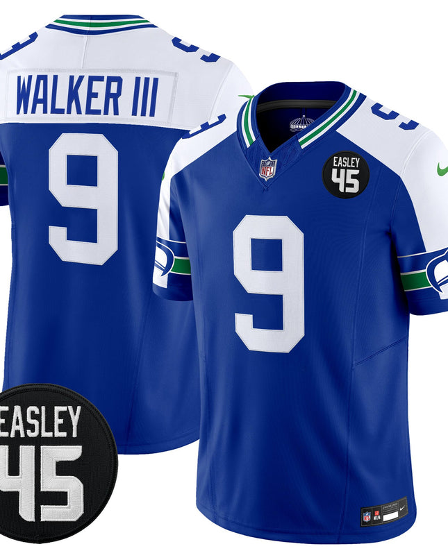 Men's Seattle Seahawks #45 Kenny Easley Memorial Patch Vapor Limited Jersey - All Stitched