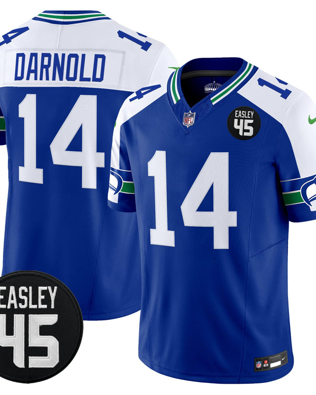 Men's Seattle Seahawks #45 Kenny Easley Memorial Patch Vapor Limited Jersey - All Stitched