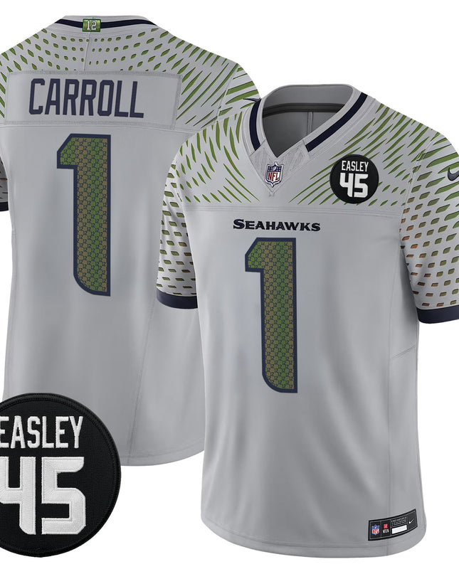 Men's Seattle Seahawks #45 Kenny Easley Memorial Patch Vapor Limited Jersey - All Stitched