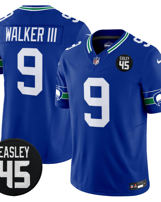 Men's Seattle Seahawks #45 Kenny Easley Memorial Patch Vapor Limited Jersey - All Stitched