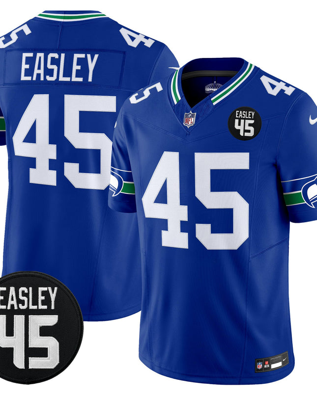 Men's Seattle Seahawks #45 Kenny Easley Memorial Patch Vapor Limited Jersey - All Stitched