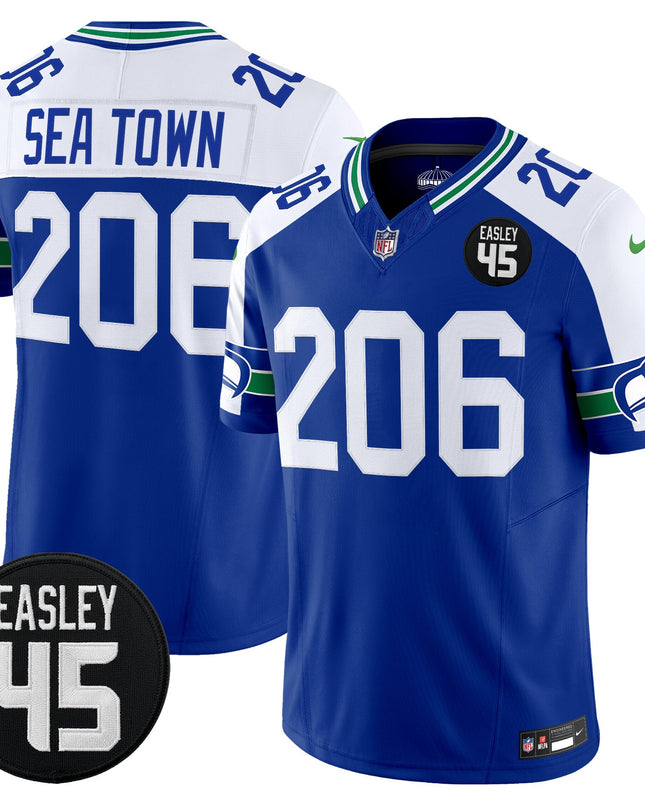 Men's Seattle Seahawks #45 Kenny Easley Memorial Patch Vapor Limited Jersey - All Stitched