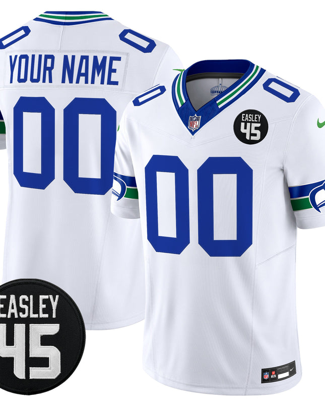 Seattle Seahawks #45 Kenny Easley Memorial Patch Vapor Limited Custom Jersey - All Stitched