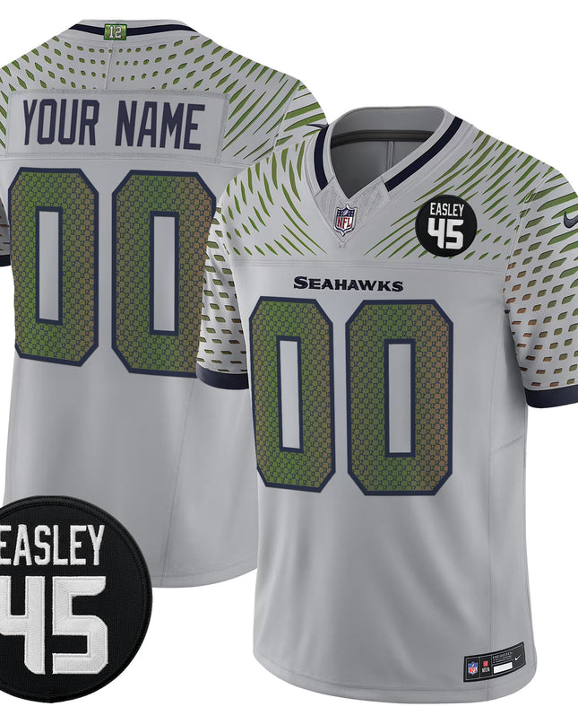 Seattle Seahawks #45 Kenny Easley Memorial Patch Vapor Limited Custom Jersey - All Stitched