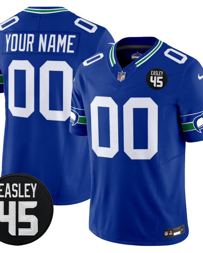 Seattle Seahawks #45 Kenny Easley Memorial Patch Vapor Limited Custom Jersey - All Stitched