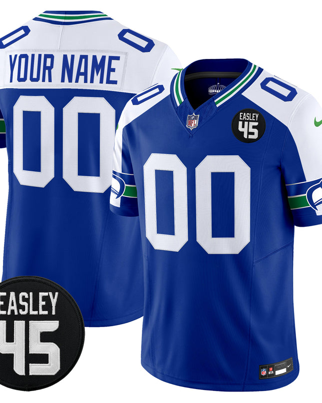 Seattle Seahawks #45 Kenny Easley Memorial Patch Vapor Limited Custom Jersey - All Stitched