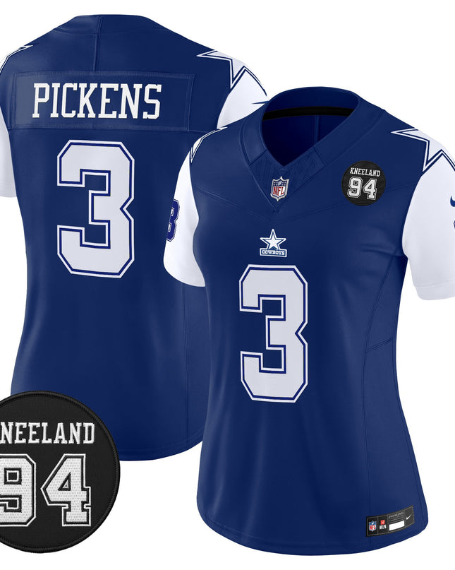 Women's Dallas Cowboys #94 Marshawn Kneeland Memorial Patch Vapor Limited Jersey - All Stitched