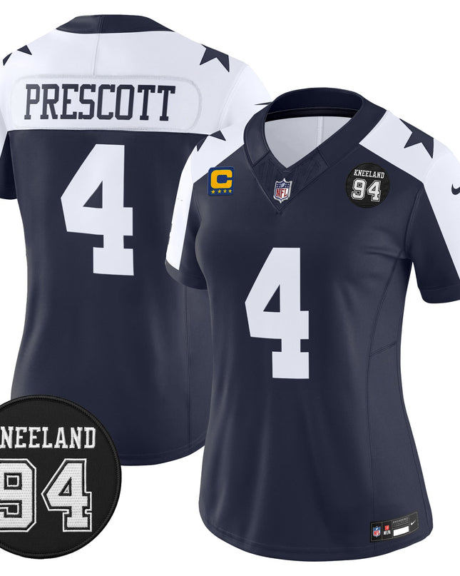 Women's Dallas Cowboys #94 Marshawn Kneeland Memorial Patch Vapor Limited Jersey - All Stitched