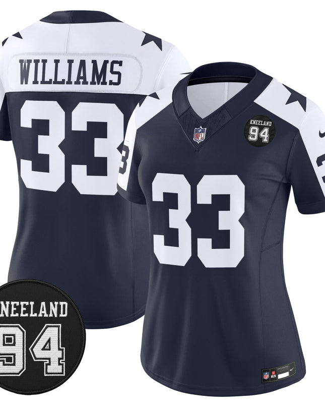 Women's Dallas Cowboys #94 Marshawn Kneeland Memorial Patch Vapor Limited Jersey - All Stitched