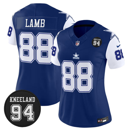 Women's Dallas Cowboys #94 Marshawn Kneeland Memorial Patch Vapor Limited Jersey - All Stitched