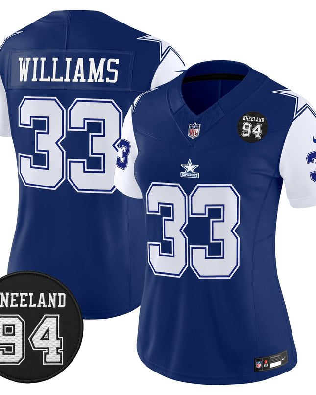 Women's Dallas Cowboys #94 Marshawn Kneeland Memorial Patch Vapor Limited Jersey - All Stitched