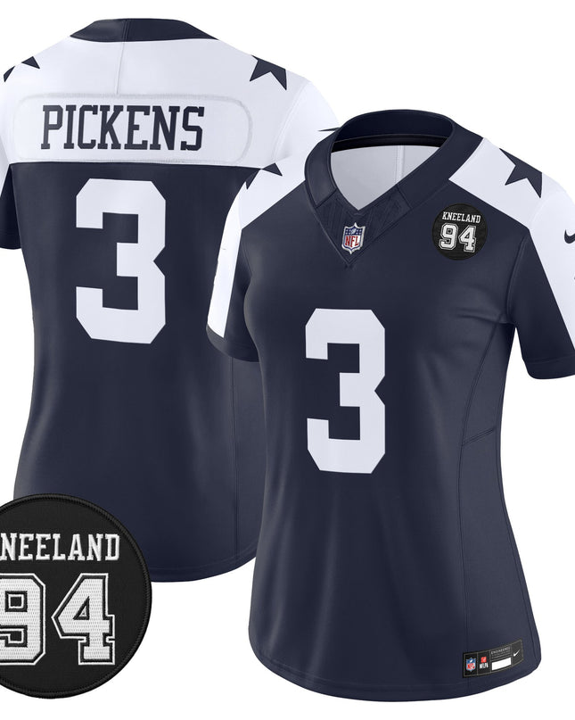 Women's Dallas Cowboys #94 Marshawn Kneeland Memorial Patch Vapor Limited Jersey - All Stitched