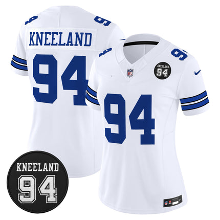 Women's Dallas Cowboys #94 Marshawn Kneeland Memorial Patch Vapor Limited Jersey - All Stitched