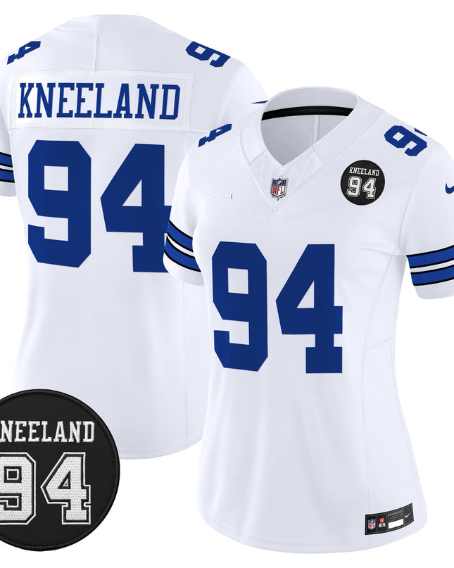 Women's Dallas Cowboys #94 Marshawn Kneeland Memorial Patch Vapor Limited Jersey - All Stitched