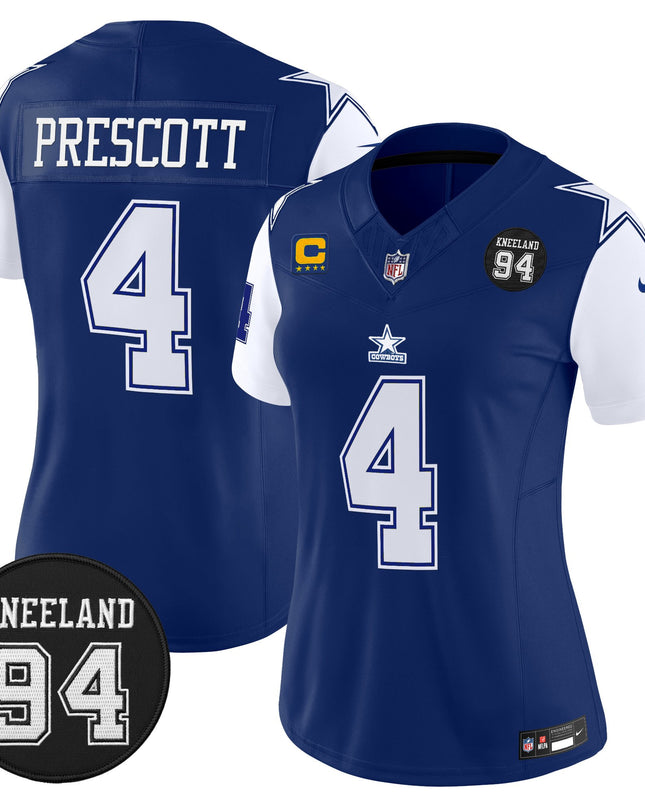 Women's Dallas Cowboys #94 Marshawn Kneeland Memorial Patch Vapor Limited Jersey - All Stitched
