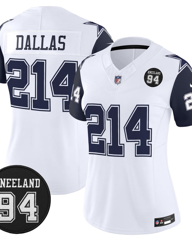 Women's Dallas Cowboys #94 Marshawn Kneeland Memorial Patch Vapor Limited Jersey - All Stitched